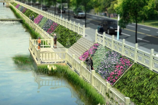 河堤绿化景观设计效果图