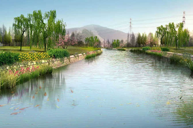 入江口景观提升河堤绿化